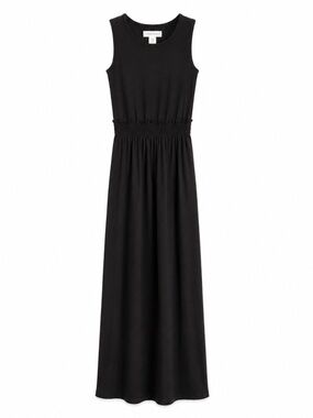 Cynthia Rowley Black Linen Blend Ribbed Tank Maxi Dress – Size XS EUC